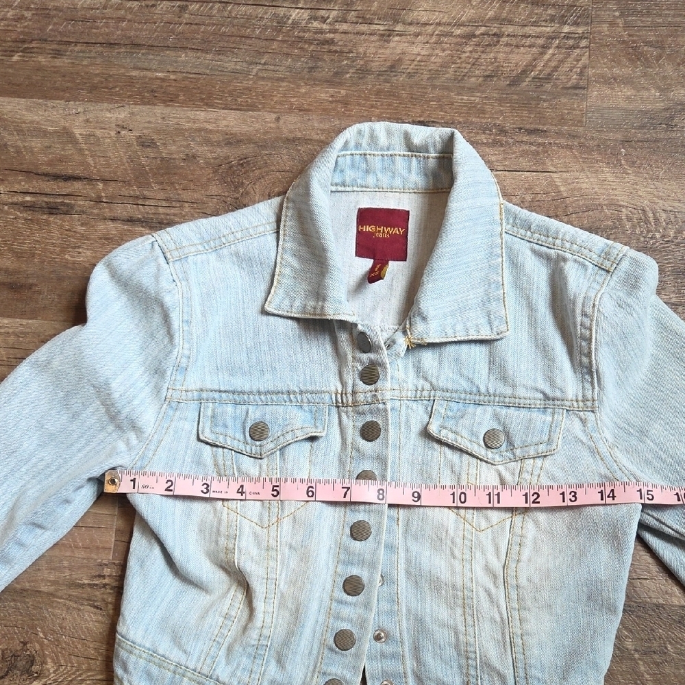 Highway Jeans Blue Cropped Jean Jacket With Snaps Junior Size XS - Picture 6 of 9